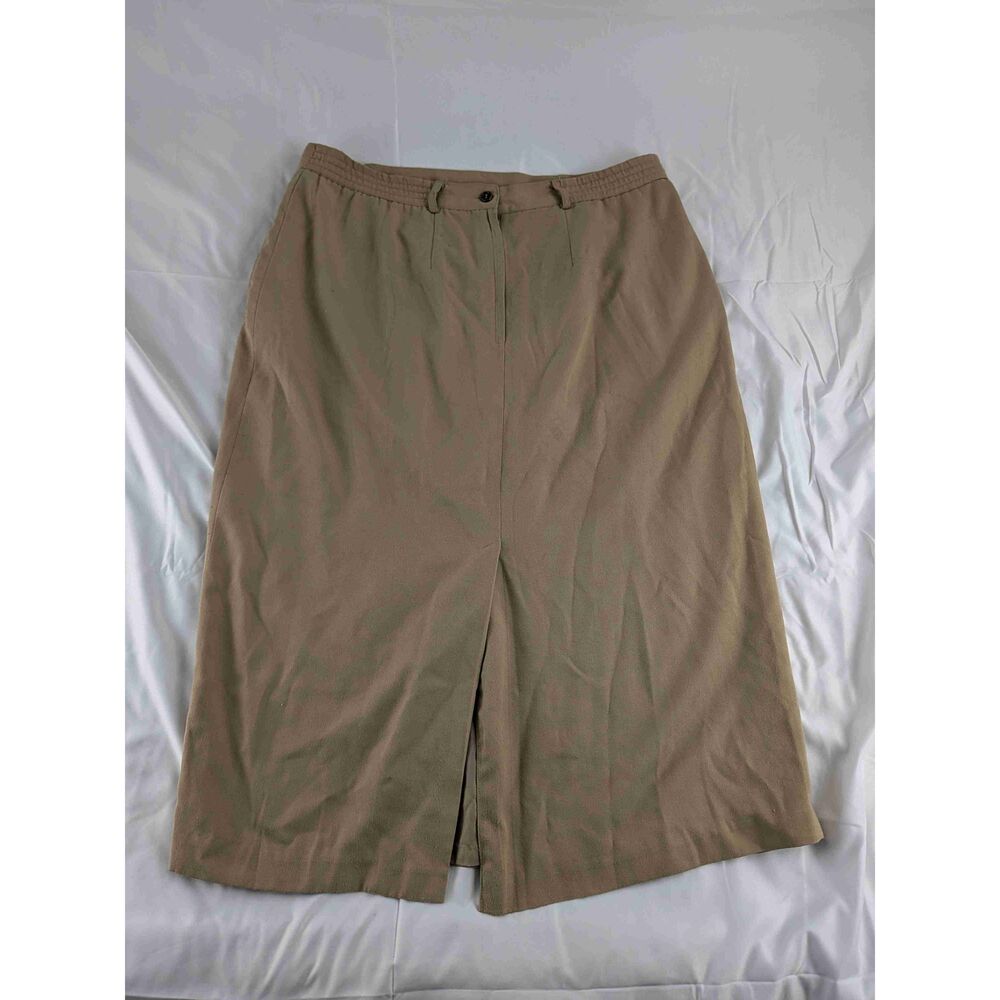 Chaus Womens Vintage Brown A-line Skirt Knee Length Front Slit Belt Loops Sz 16